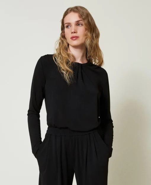 Blusa In Jersey Crêpe Con Drappeggio