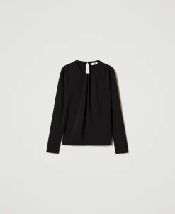Blusa In Jersey Crêpe Con Drappeggio