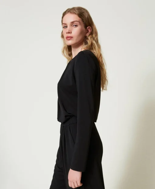 Blusa In Jersey Crêpe Con Drappeggio