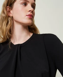 Blusa In Jersey Crêpe Con Drappeggio