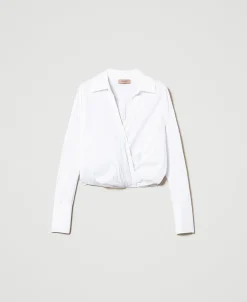 Blusa In Popeline Con Incrocio