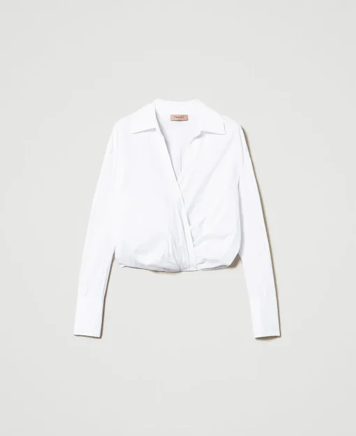 Blusa In Popeline Con Incrocio