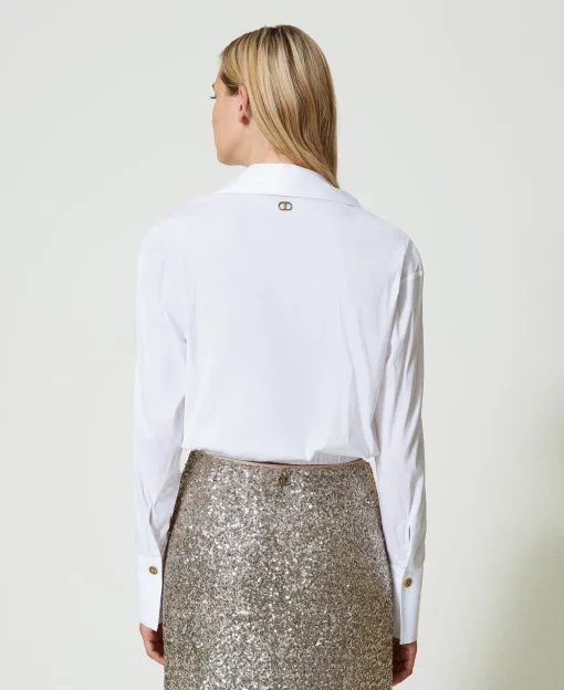 Blusa In Popeline Con Incrocio
