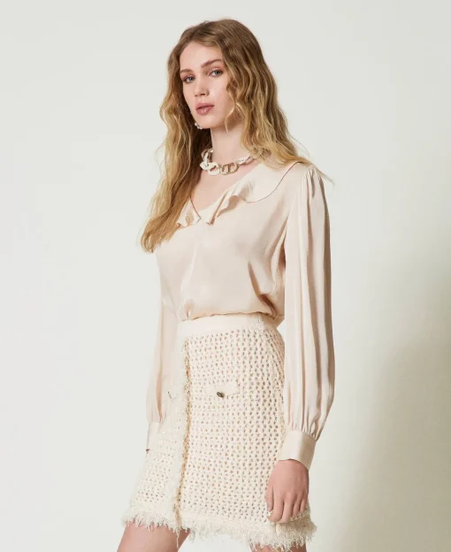 Blusa In Raso Con Volant