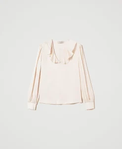 Blusa In Raso Con Volant