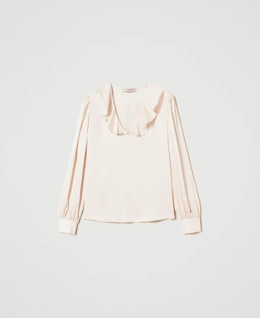 Blusa In Raso Con Volant