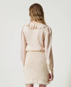 Blusa In Raso Con Volant