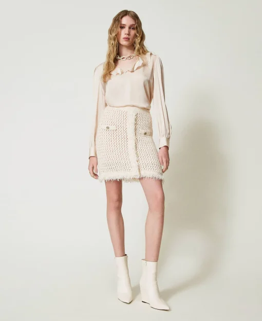 Blusa In Raso Con Volant