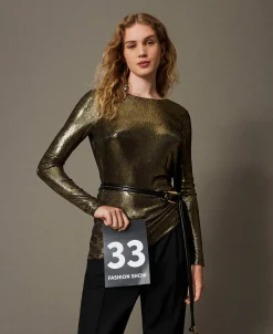 Blusa Laminata Con Nodo