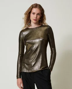 Blusa Laminata Con Nodo