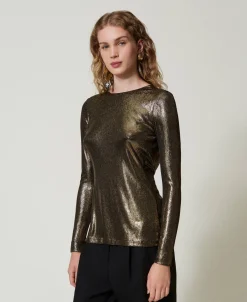 Blusa Laminata Con Nodo