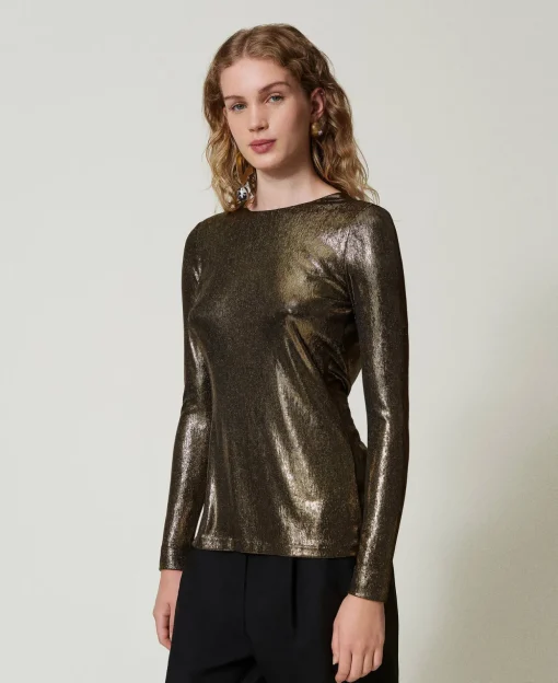 Blusa Laminata Con Nodo