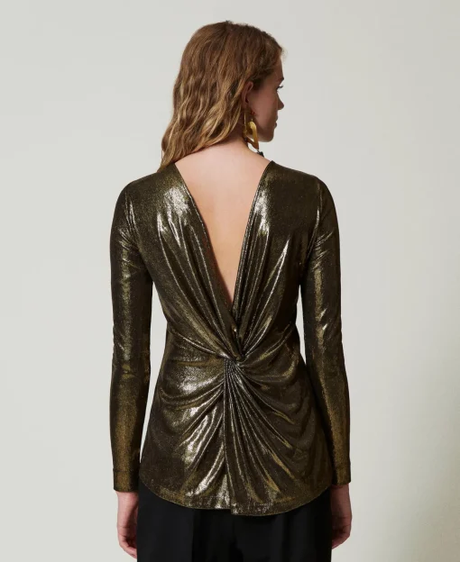 Blusa Laminata Con Nodo
