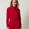 Blusa Misto Seta Con Fiocco