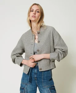 Bomber In Panno Double Con Paillettes