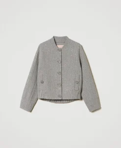 Bomber In Panno Double Con Paillettes