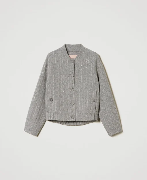 Bomber In Panno Double Con Paillettes