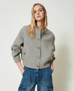 Bomber In Panno Double Con Paillettes