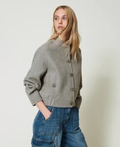 Bomber In Panno Double Con Paillettes