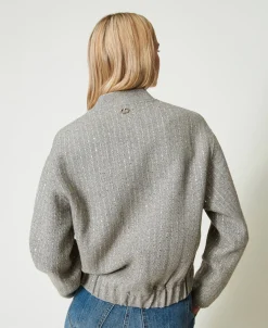 Bomber In Panno Double Con Paillettes