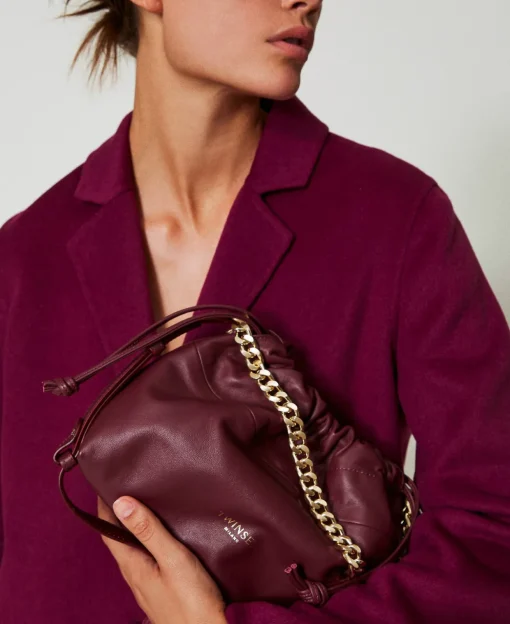 Borsa A Tracolla In Pelle Con Coulisse