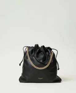 Borsa Shopper Grande In Pelle Con Coulisse