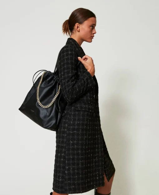 Borsa Shopper Grande In Pelle Con Coulisse