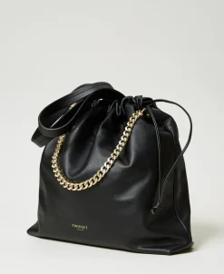 Borsa Shopper Grande In Pelle Con Coulisse