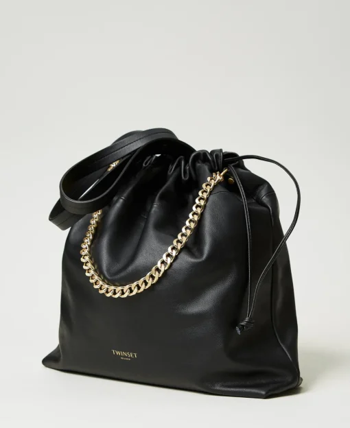 Borsa Shopper Grande In Pelle Con Coulisse