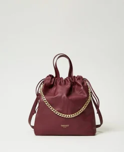 Borsa Shopper Media In Pelle Con Coulisse