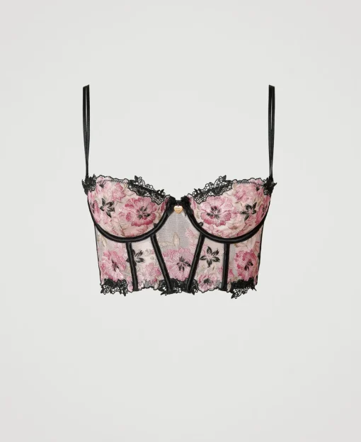 Bustino In Tulle Con Ricamo