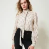 Camicia In Creponne Con Stampa Fiocchi