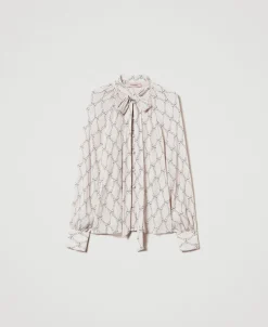 Camicia In Creponne Con Stampa Fiocchi