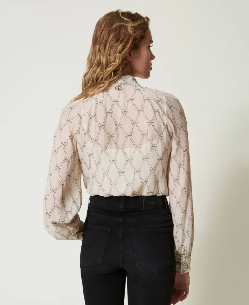 Camicia In Creponne Con Stampa Fiocchi
