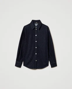 Camicia In Jeans Con Strass