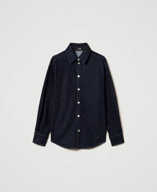 Camicia In Jeans Con Strass