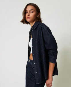 Camicia In Jeans Con Strass