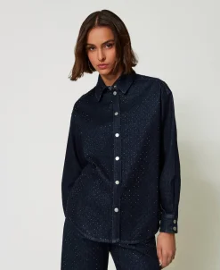 Camicia In Jeans Con Strass