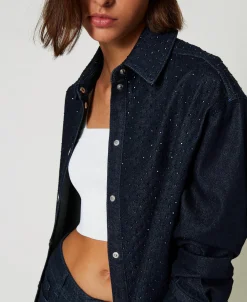 Camicia In Jeans Con Strass