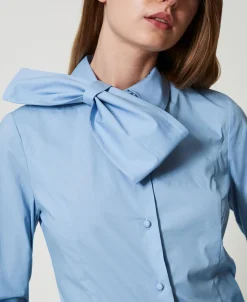 Camicia In Popeline Con Fiocco