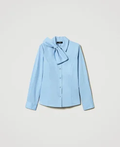 Camicia In Popeline Con Fiocco