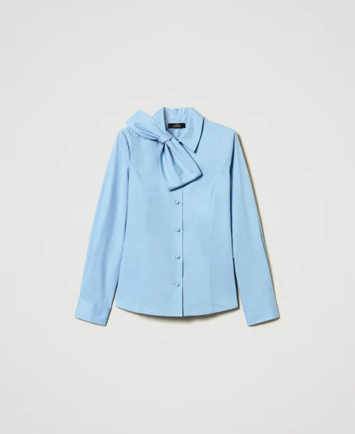Camicia In Popeline Con Fiocco