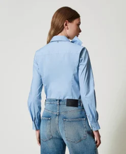 Camicia In Popeline Con Fiocco
