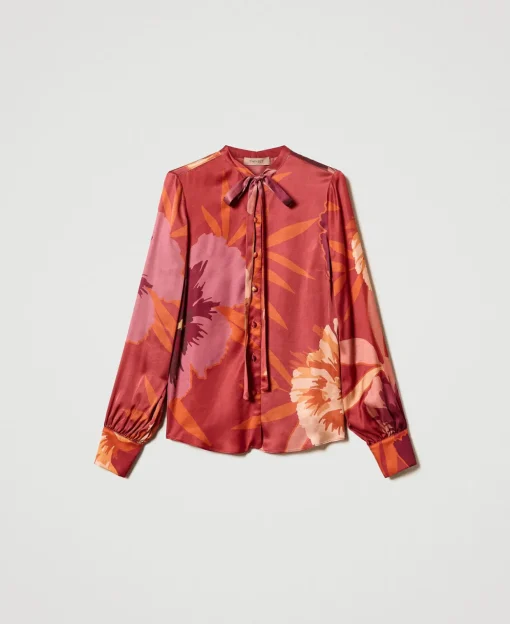 Camicia In Raso A Fiori