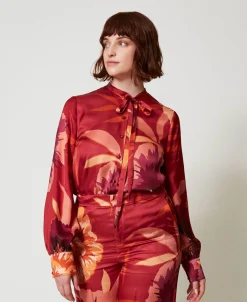Camicia In Raso A Fiori