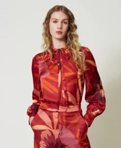 Camicia In Raso A Fiori