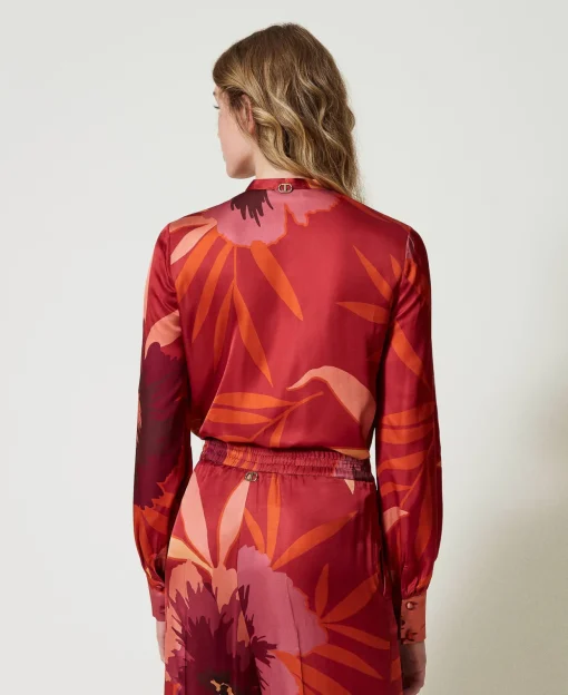 Camicia In Raso A Fiori