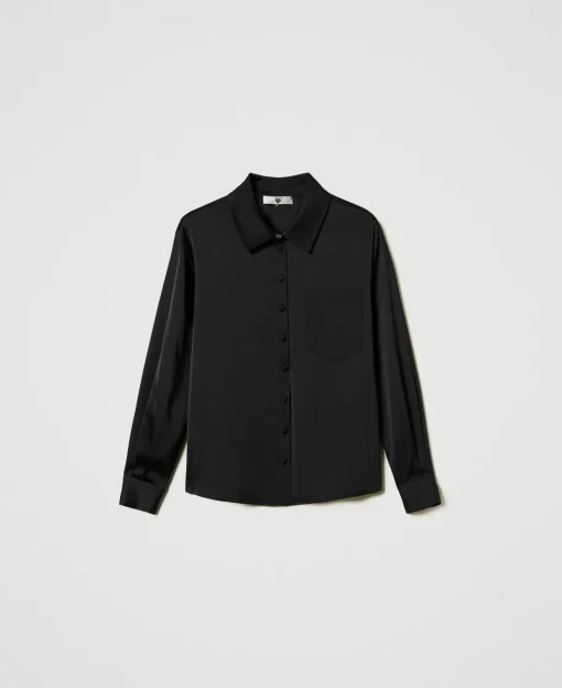 Camicia In Raso Con Bottone Gioiello