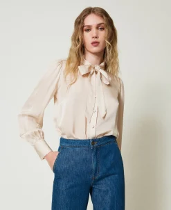 Camicia In Raso Con Fiocco