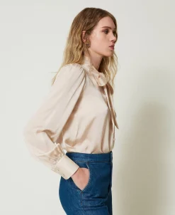 Camicia In Raso Con Fiocco